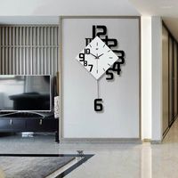 Relógios de parede de 50cm relógio de balanço de design moderno moda nórdica criativa silencioso quartzo relógios de casa decoração da sala de estar