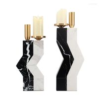 Kerzenhalter Nordisch Luxus Marmor Metall Kerzenlesticks Dekoration Moderne minimalistische Modellraum Tisch Herzstück Dekor