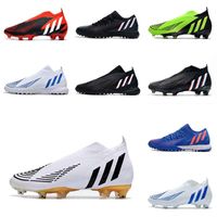 Kadın Futbol Ayakkabıları 2022 Yeni Predator Edge FG 22 Gümüş-Siyah Keskin Blade Serisi Tam Örme Erkek Futbol Ayakkabı Ayakkabı Kutusu Olmadan 0405