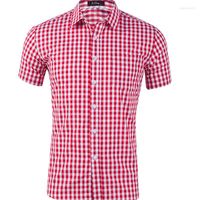 Men' s Casual Shirts Summer Plaid Shirt Male Business Me...