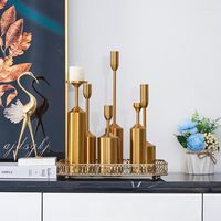 Candalos Pilares de oro chapado en metal Pilar de alta calidad Decoración de la casa de bodas Candelador de velas