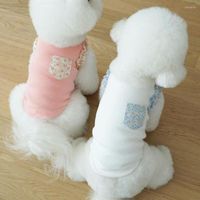 Собачья одежда розовая синяя цветочная милая деревянная кармана уха Pure Cotton Pet Bichon Teddy Carte Cat Cat