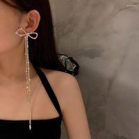Pendientes de colgación 2022 Fashion coreano de lujo Long Long Rhinestone Bow Heart For Women Tending Earings Jewellry Regalos S001