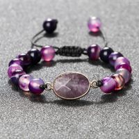 Странд 6/8 мм фиолетовые агаты бусины браслет шарм натуральный камень геометрические подвесные браслеты регулируемые браслет женщины мужчина йога ювелирные украшения