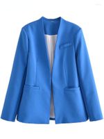 Costumes de femmes Fashion Candy Color Pockets Slim Blazer Coat Office Lady Chic Business Business Veste Femme Tops CT536
