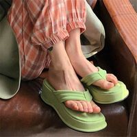 Slippers Women 2022 Clip Toe Sandals Shoes Wedge Platform Fashion Dress High Heels Female flip flops disual