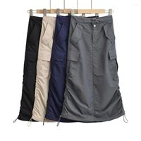 Skirts Korean Fashion Midi For Women Vintage Clothes Cargo W...