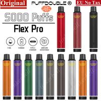 Puff Flex 5000 Puffs Double Pro cigarettes 2% 0% 5% Disposable Vape Pen Ecigar 550mAh Batterie rechargeable 11 ml