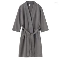 Ropa de dormir para hombres con cuello en V tobanera de kimono bata para mujer bañera de baño ropa de bata de bañera de bañera de bañera con cinturón de bolsillo ropa casual para el hogar
