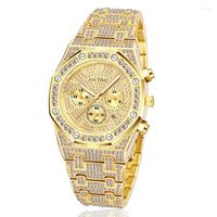 Relógios de pulso Moda Diamond Quartz Watch Movement Royal Design Men Mulheres Top Macho Casual Com Aço Axtual