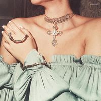 Colar de colar de luxo colar de declaração cruzada 2022 grande gargantilha de strass maxi cristal collier femme jewelry colares
