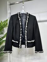 여자 재킷 2022 여성 패션 고품질 긴 슬리브 v 넥 비즈 재킷 0825