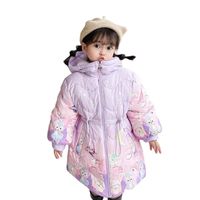 Cappotto gi￹ per bambini cappotti invernali abbigliamento per bambini a met￠ lunghezza principessa graffiti addensati E24536