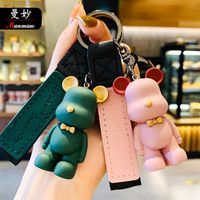 Trendy Cute PVC Bow Tie Bear Keychain Cartoon Animal Key Cha...