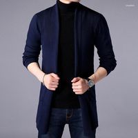 Camisolas masculinos Favocentes masculinos Cardigan Sweater Sweater Spring Autumn Bottoming Soliding de mangas compridas mass