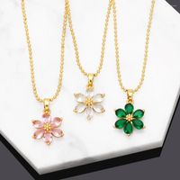 Collares colgantes flola exquisita collar de flores de cristal verde margarita para mujeres cuentas de oro de cobre regalos de joyer￭a corta nkeb549