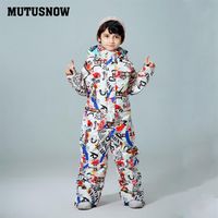 Mutusnow Kids лыжный костюм мальчики бренды бренды водонепроницаемые теплые снежные куртки и брюки Зимние лыжи и сноуборда одежда Child215a