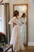 Деревенское бохо свадебное платье винтажное богемное кружево, линейное платье невесты, рукава, рукава, ПРИНЦИОННЫЕ ПРИНЦИИ