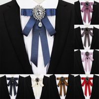 Bow Ties Rhinestone Tie Fashion British Men's Business Banquete Boda Formal Bowtie Corea de mujeres Camisas de cuello Flor