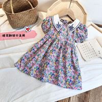 Девушка платья для девушек одежда 2022 Иностранное стиль цветочное платье Детское корейская шифоновая юбка для маленькой принцессы