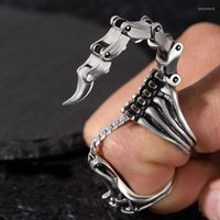 Ringos de cluster anel de escorpião rocha pesada articulação punk vintage cool gótico rolagem armadura de metal de metal completo