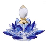 Botellas de almacenamiento 5 ml de vidrio cristalino Perfume Figuras de flores de loto vacío Botella decoración del hogar recargable
