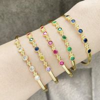 Bracelet brangs de manchette r￩glables plaqu￩s en or flola pour femmes perles de zircon arc-en-ciel slim bijoux cristallins d￩licats BRTH58