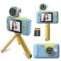 الكاميرات الرقمية 1080p Kids Camera 40mp 2.4 بوصة شاشة IPS 180 درجة قابلة للتدوير مع حزام الرقبة 32G بطاقة عيد ميلاد ترايبود هدية عيد ميلاد