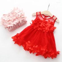 Mädchenkleider Baby Blumenkleid Kleidung Sommerkind Prinzessin ärmellose Schnickschnack Spitze Tüll Geburtstagsfeier Kleidung