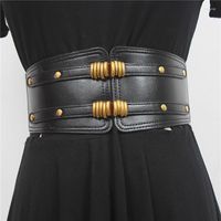 Cinturones de moda dama negro cinturón corsé extra ancho 2 correas vestidos cummerbund pu de cuero cintura elástica para vestidos