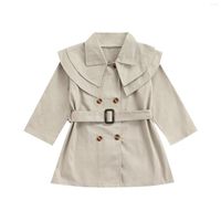 Mantel Emmababy Little Girl Solid Farbe Overlader Langarm Lupe Reverskragen lose Jacke mit Taschen G￼rtbeintkleidung Kleidung