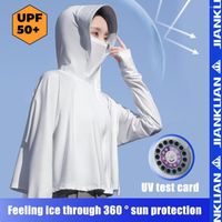 Jackets de corrida gelo mulheres seda com capuz Sun Protecting roupas de manga longa de verão anti -UV Camping Camping Brial protetor solar ao ar livre
