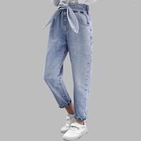 Jeans 2022 Spring Kids Girl Solid for Girls Fashion Bow Pants Autumn Casual Roupos 6 8 10 12 14 anos
