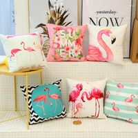 Capa de travesseiro Velboa Fabric Serging Square 45 Flamingo Birds Prind Pillow Prophase Sofa Decorativa Decorativa