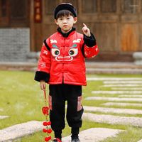Ethnische Kleidung Kinder Jungen Chinesische Stil Tiger Cartoon Tang Anzug Copphose Kinder Jahr Outfits Hanfu Cheongsam Tops Jacken Set Set Set