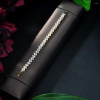 Link Bracelets moda de moda joyas de novia transparente Cz Camconia c￺bica de hojas de cristal para mujeres B-22