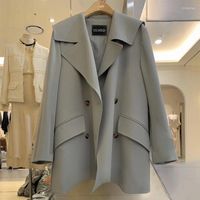 Women' s Suits Fashion Navy Collar Gray Suit Jackets Wom...