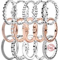 Anéis de cluster 2022 925 Sterling Silver Heart Heart White Zircon Glittering Round requintado para mulheres jóias finas DIY