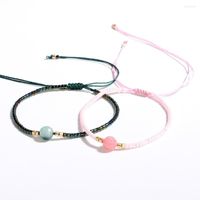 Strand mini perles de riz bracelet ￠ corde tiss￩e r￩glable