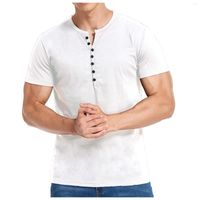 Chemises décontractées pour hommes confortables minces à bouton court couloir o Blouse de haut à cou masculine