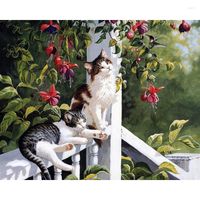 Gem￤lde Bild nach Nummer Cat 40x50 Rahmen auf Leinwand Malvorlagen handgemalte Acrylfarben Zeichnen ￖlmalerei Home Dekoration