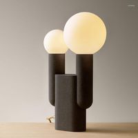 Lámparas de mesa Postmoderna resina simple sala de estar negra lámpara de cabeza doble E27 iluminación
