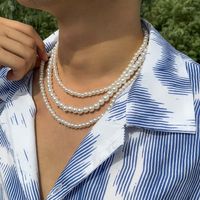 choker faux pearl strand strand ashlace netclace molemble 3 طبقات محاكاة سلسلة قلادة مريلة r7rf