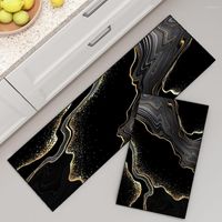 Alfombras Alfombra de m￡rmol para piso de cocina abstracto abstracto de oro negro alfombra sala de estar dormitorio alfombrilla de lujo decoraci￳n del hogar