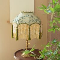 Table Lamps Chinese Bamboo Green Lamp Retro Tassel Study Liv...
