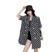 여자 양복 블레이저 여성 얇은 섹션 2022 여름 한국 스타일 느슨한 캐주얼 디자인 틈새 쇼트 슬리브 슈트 재킷 A469