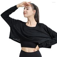 Camisas ativas blusas de fitness ioga top para mulheres poliéster respirável sportswear sportswear manga comprida treino de ginástica de ginástica de ginástica casual