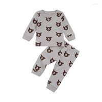 Наборы одежды 0-18 м рожденные мальчики девочка девочка с длинным рукавом Panda Print Pullover Tops Brantser 2pcs набор