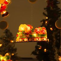 문자열 2022 국경 LED 크리스마스 장식 조명 산타 클로스 나무 창 흡입 컵 휴일 랜턴 매달려