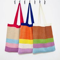 Storage Bags Hollow Out Knit Bag Mesh Straw For Women Beach ...